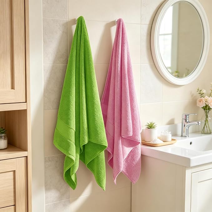 COZYART Green Bath Towel Set 6 Piece, 100% Zero Twist Ring Spun Turkish Cotton 650GSM, Ultra Soft Absorbent Fast Dry Hotel Quality Bathroom Towels