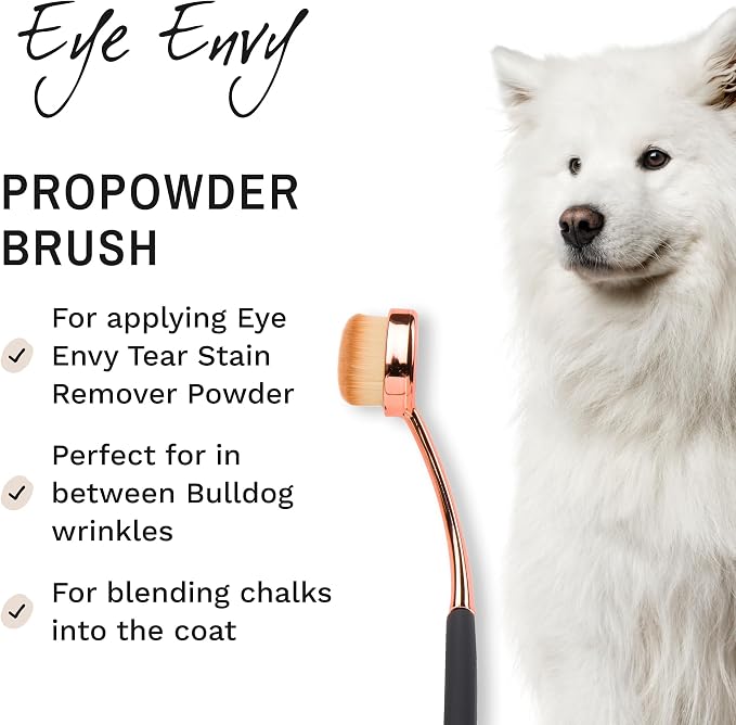 Eye Envy ProPowder Applicator Brush for Dogs and Cats | Use to Safely and Evenly Apply Tear Stain Powder | Large | Washable Superfine Fiber Hair | Long Tapered Bristles | Ergonomic Handle