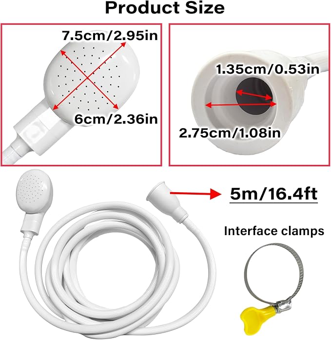 16.4FT/5M Sink Spray Hose,Sink Sprayer Hose Attachment for Portable Hand HeldHead Shower Sprayer,Shampoo Sprayer Hose for Bathing Pets,Washing Hair,Rinsing Vegetables