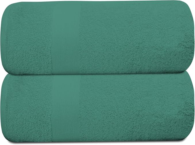 100% Cotton Luxury Bath Sheets - Pack of 2 (35" x 70") | Super Soft, Quick-Dry & Highly Absorbent Towels for Bathroom, Home, Spa & Gym (Dusty Green)