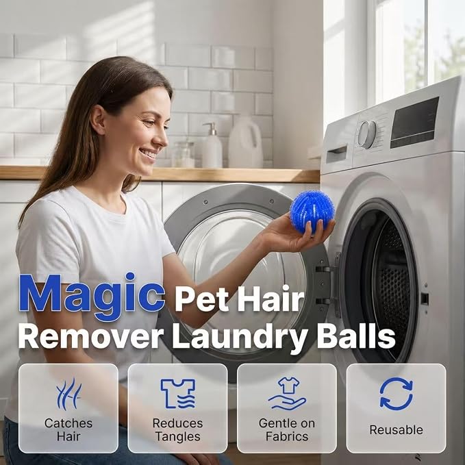 12Pcs Pet Hair Remover for Laundry, 2026 Reusable Dog & Cat Hair Remover, Efficient Debris, Hair Cleaner, Pet Hair Catcher for Clothes, Bedding, Washing Machine Hair Catcher (Large)