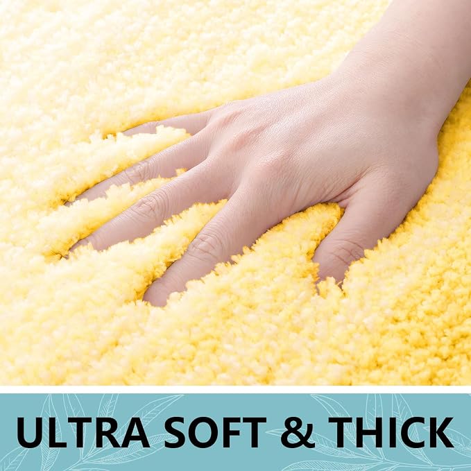 Arotive Microfiber Bathroom Rugs, Shaggy Soft and Absorbent Bath Rug, Thick Plush Machine Washable Dry Bath Mats for Bathroom, Tub and Shower, 47x20, Yellow, Rectangular