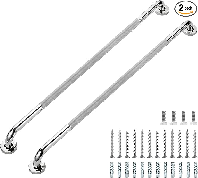 Grab Bars for Shower, 2 Pack 36-Inch Anti Slip Shower Handles for Elderly, Safety Shower Grab Bar, Stainless Steel Handicap Grab Bars for Bathroom (Polished Nickel 1" Diameter)