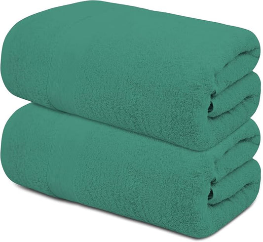 100% Cotton Luxury Bath Sheets - Pack of 2 (35" x 70") | Super Soft, Quick-Dry & Highly Absorbent Towels for Bathroom, Home, Spa & Gym (Dusty Green)