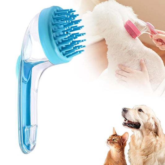 Pet Bath Brush, 2025 New 2 in 1 Dog Bath Brush with Built-in Shampoo Dispenser, Pet Wash Brush for Bathing Dog Grooming Massage Brush for Long Short Haired Dogs Cats Shower (Blue, Coarse teeth)