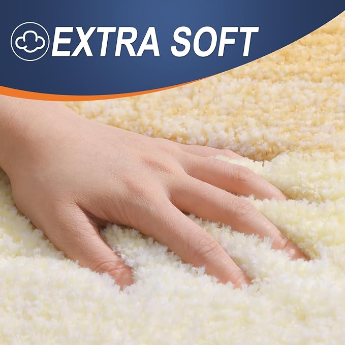 OLANLY Large Bathroom Rugs Mat 45x27, Extra Soft Absorbent Microfiber Bath Rug, Rubber Backing, Quick Dry, Washable Bath Mats for Bathroom Floor, Tub and Shower, Home Decor Accessories, Light Yellow