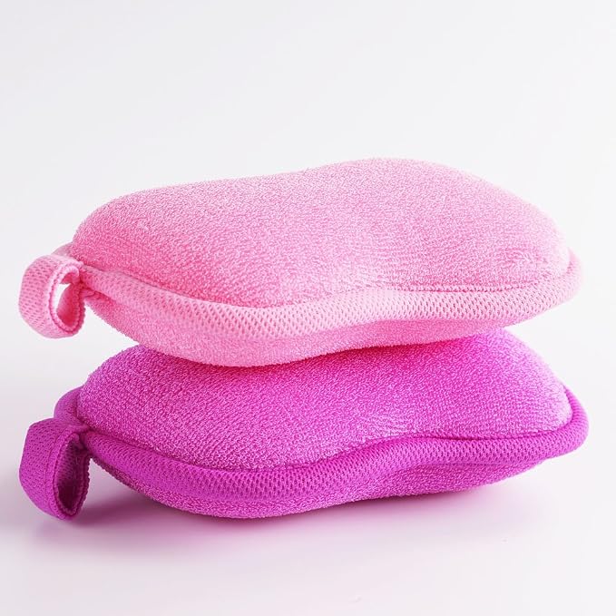 Baby Bath Sponge - Ultra Soft Baby Sponge for Bathing - Kids Bath Sponges for Infants, Toddler Bath Time, 2 Count (1 Pack) - Pink Violet