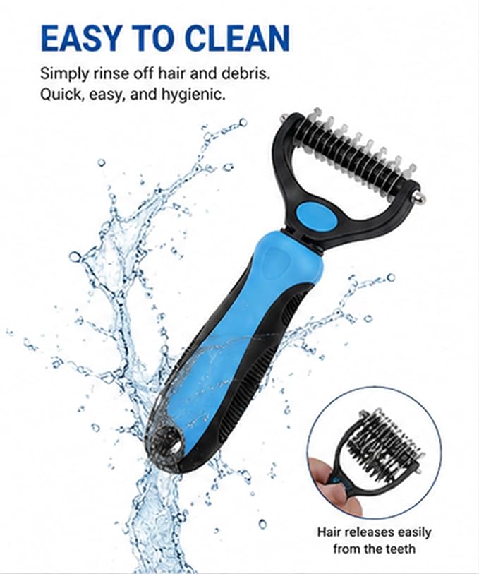 Nolaras Dog Grooming Tool, Professional Deshedding Tool Dogs & Cats - Gentle, Efficient & Fur, Pet Grooming Brush, Dog & Cat Grooming Tool，Blue：Large