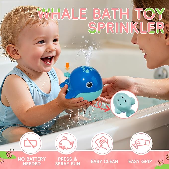 Bath Toys for Kids Ages 1-3 17PCS Fun and Easy-Grip Mold Free Baby and Toddler Bath Toys Set, Interactive Flower and Watering Can Bathtub Pool Water Table Toys for 1+ Year Old Boys Girls Gifts