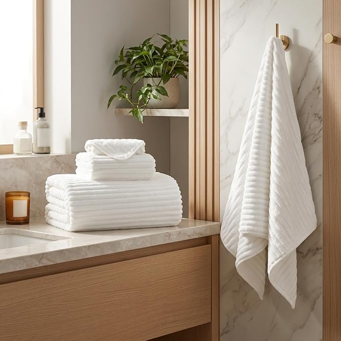 3 Piece Bath Towel Set, 40"x80"Microfibers Bath Sheets,White | 1Bath towels 1Hand towels 1Washcloths，Extra-large size，Big and Tall users，Quick dry，Highly Absorbent，Spa Gym