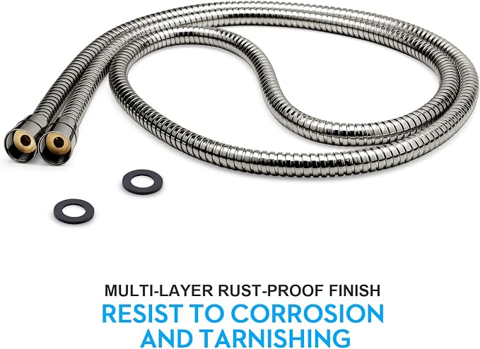 Blissland Shower Hose, 79 Inches Extra Long Stainless Steel Handheld Shower Head Hose with Brass Insert and Nut - Durable and Flexible(Brushed Nickel)