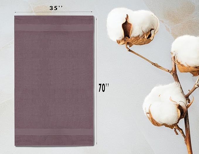 100% Cotton Luxury Bath Sheets - Pack of 2 (35" x 70") | Super Soft, Quick-Dry & Highly Absorbent Towels for Bathroom, Home, Spa & Gym (Purple Ash)