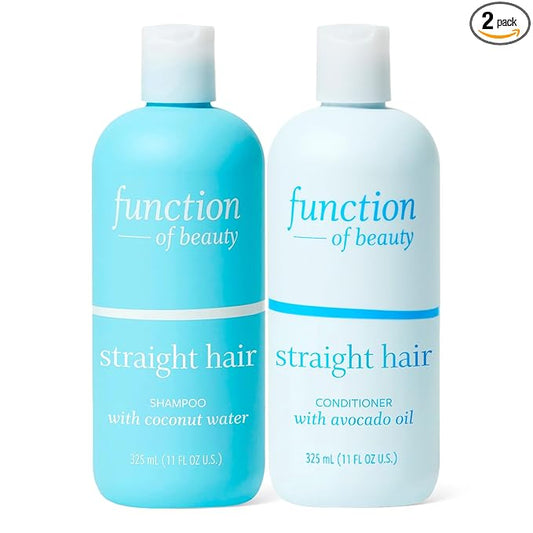 Function of Beauty Straight Hair Shampoo & Conditioner Set - Sulfate-Free Shampoo & Conditioner Duo for Natural Volume & Shine - Anti-Frizz, Lightweight & Hydrating - Oily Hair Care Products