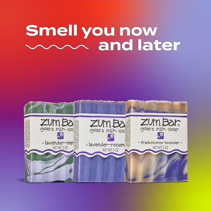 Zum Indigo Wild Goat's Milk Soap Bar - Bar Soap for Hands & Body Made with Essential Oils - 3 oz - Lavender Blends (3 Pack)
