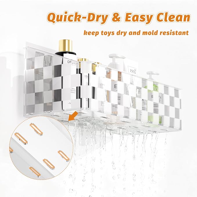 Natheeph Bath Toy Storage Holder Clear Bathtub Toy Storage Organizer, 2pack | Quick-Dry Bath Toy Holder for Tub, Bathroom, Large-Capacity Holder Organizer for Shower Toy, Shower Gel & Bathroom Essentials