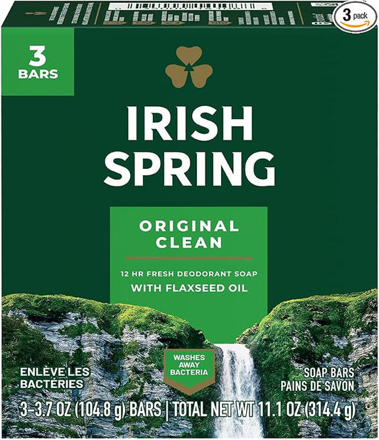 Irish Spring Deodorant Soap Original Bar, 3.7 Ounce (Pack of 3)