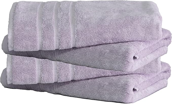 Mosobam Turkish Bath Towels, 4 Pack, 30 x 58 in, 700 GSM, Lavender Aura | 4 jumbo bath towels, 30 x 58 in, woven in Turkey, 700 GSM, 50% viscose made from bamboo and 50% Aegean Turkish cotton, plush