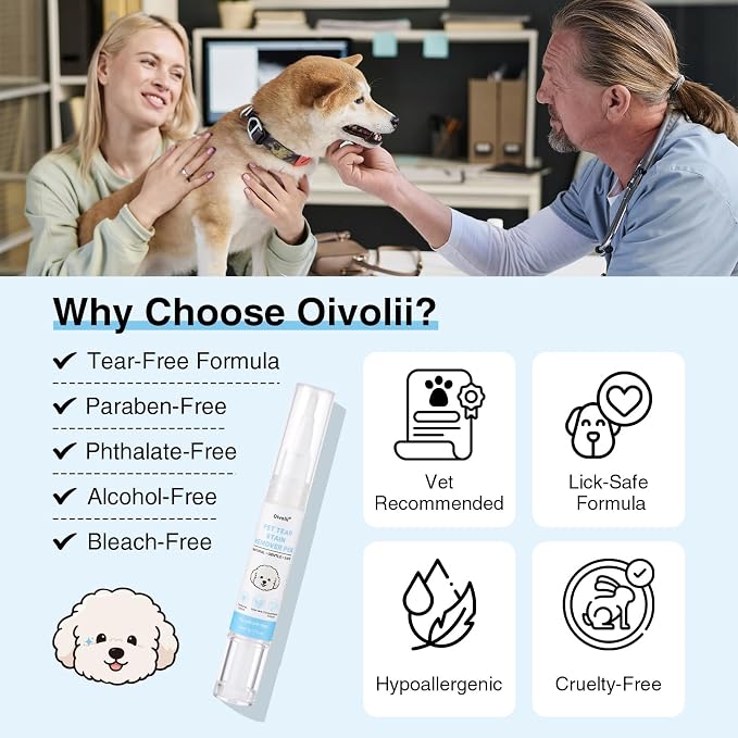 Tear Stain Remover Pen for Dogs & Cats – Aloe Formula Gentle Eye Cleaner with Soft Tip for Easy Use – Especially for White Dogs – Dog Eye Drops Alternative – Safe for Daily Use– 3 Pack
