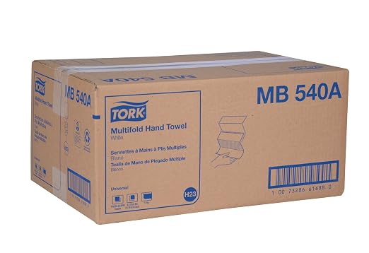Tork Multifold Hand Towel White H2, Universal, 100% Recycled Fibers, 16 x 250 Towels, MB540A