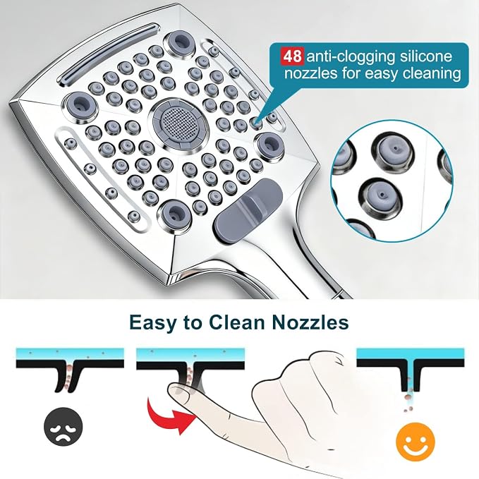 ELLO&ALLO Shower Head with Handheld, High-Pressure Handheld Shower Head with 5 Spray Modes, 59-Inch Stainless Steel Hose & 360° Adjustable Bracket Perfect for Pet Bathing, Baby Care & Shower Cleaning