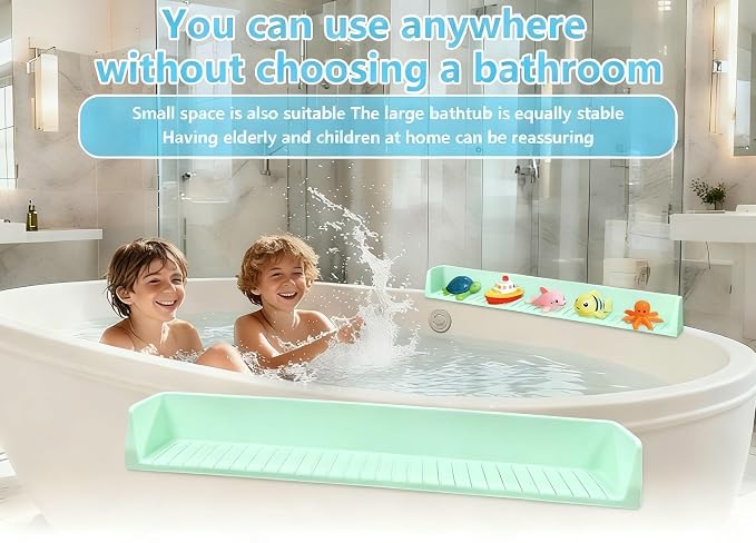 Bathtub Splash Guard for Kids, 2-in-1 Bath Toy Organizer Tub Shelf