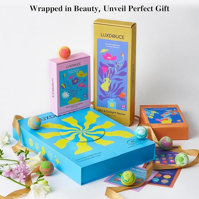48 Pack Bath Bombs Gift Set – Aromatic Bubble Bombs with 18 Scents, SPA Relaxing & Skin Nourishing, Ideal Self-Care Gifts for Women, Wife, Grandma, or Daughter on Birthdays or Summer Occasions