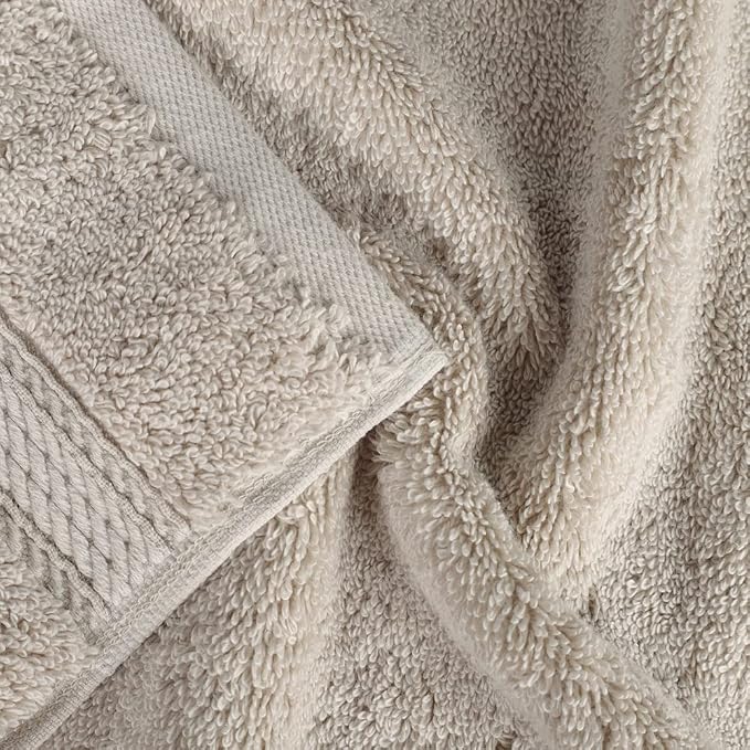 SUPERIOR Egyptian Cotton Ultra Plush & Absorbent, 3 Piece Set, Stone | Quick Dry, Soft Luxury Towel Set, Bath Essentials, Guest Bath, Spa, 1 Bath, 1 Hand, 1 Face Towels, Madeline Towels