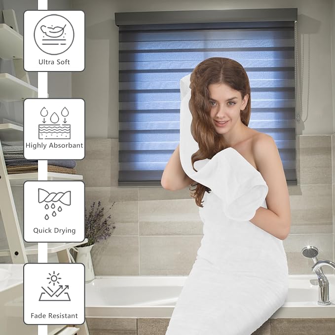 Extra Large Bath Sheet Set of 4,Ultra Soft Fluffy Towel,35”x 70”Oversized Bath Towel Set,Premium Microfiber Bathroom Towel Set Highly Absorbent Quick Dry Shower Towel for Bathroom,Hotel,Spa (White)