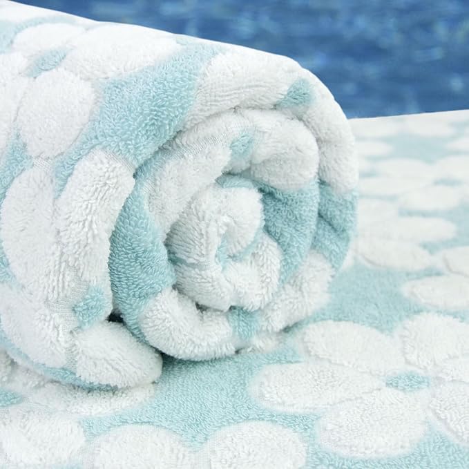 Cotton Towels for Bathroom Decor with Floral Jacquard, Super Soft and Absorbent Bath Towel Set of 2, Large Size 27.5x55 Inches