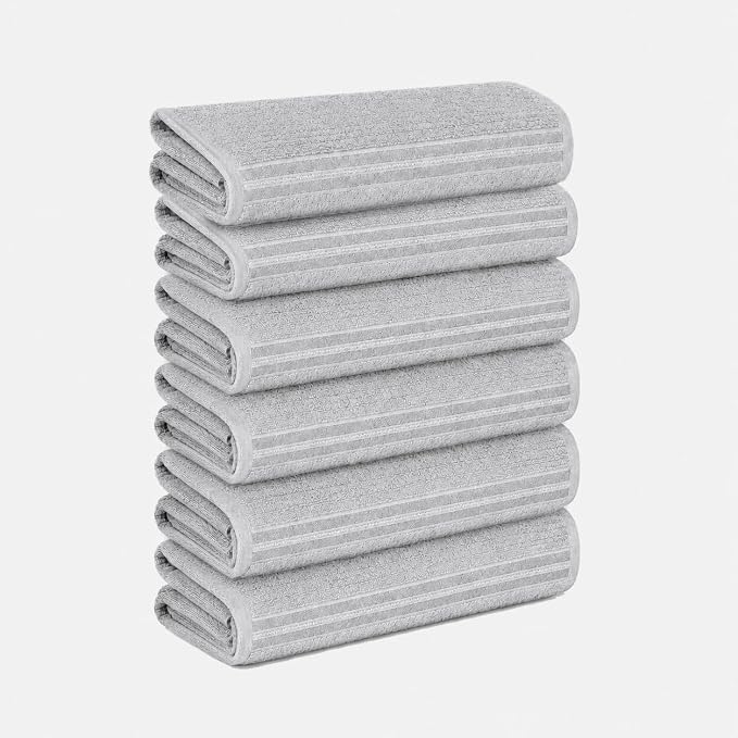100% Cotton Bath Towel Set Pack of 6|500 GSM|Soft Large Bath Towel|Super Absorbent|Quick Dry|Ideal for Pool Home Gym Spa Hotel|Perfect for Daily Use|Bath Towel Set 27 x 54 Inches|L Grey