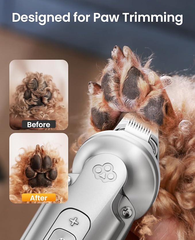 oneisall Small Dog Clippers and Paw Trimmer with Low Noise, 4 - in - 1 Cordless Dog Grooming Kit with 3 - Level Speed Clippers (7000 RPM) for Grooming Thick Hair, Waterproof Shaver for Dogs and Cats | 6000/6500/7000RPM, 3-Speed, 49dB, LED Display, IPX7...