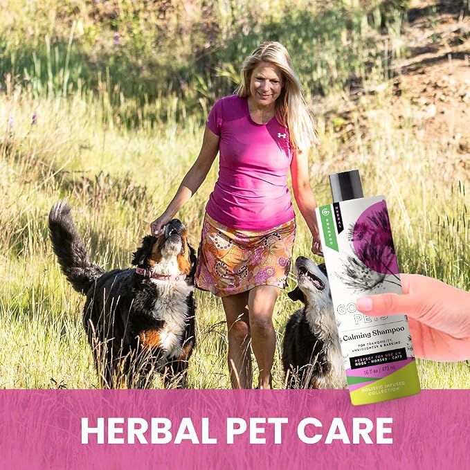 Holistic Natural Derived Calming Pet Shampoo for Anxiety: Veterinarian Recommended: Providing Stress Relief for Dogs, Cats and Horses - Made in USA - 16 oz