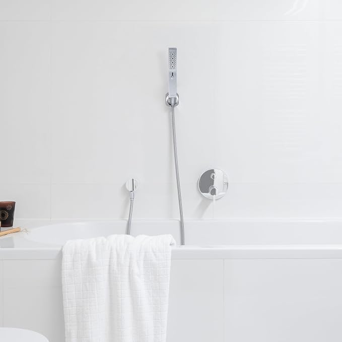 G-Promise All Metal 3 Function Handheld Shower Head Build-in Massage Mode, with 70 Inch Stainless Steel Shower Hose Extra Long and Dual Purpose Hand Held Holder, Slide Adjustment Mode, Chrome
