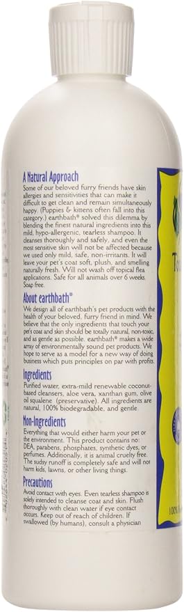 earthbath, Hypoallergenic Dog Shampoo - Fragrance Free Dog Shampoo for Allergies and Itching, Made in USA, Cruelty Free Dog Wash, Gentle Puppy Shampoo, Soothing Cat Shampoo - 16 Oz (1 Pack)