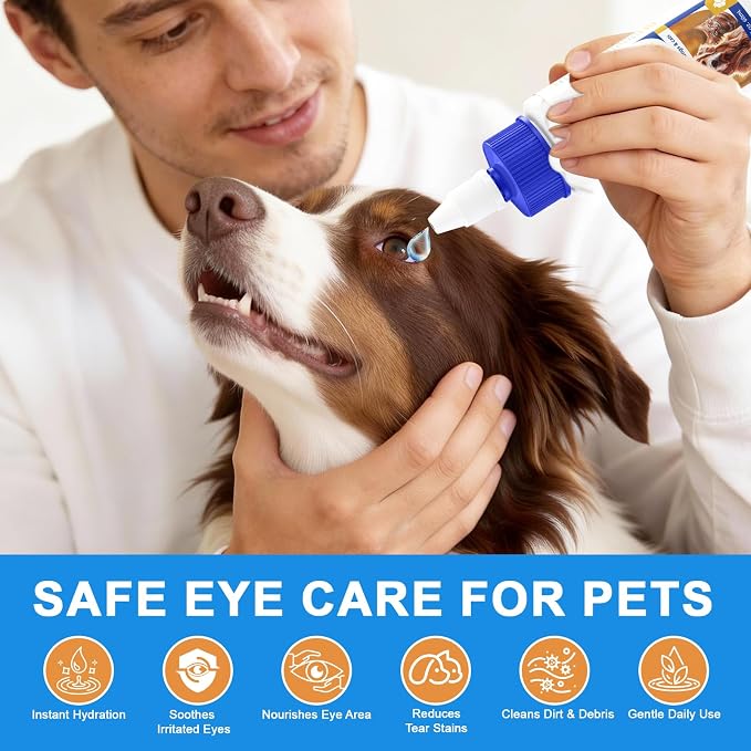 Tear Stain Remover & Eye Cleaner for Dogs & Cats – Hyaluronic Acid, Vitamin B6 & Green Tea Extract, Soothes Dry, Red & Itchy Eyes, Gentle Daily Eye Care