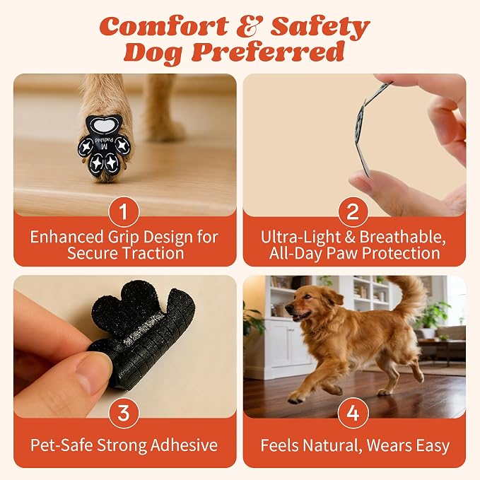 Dog Paw Protectors, Anti Slip Paw Pads for Dogs - Traction Grips for Senior Dogs & Puppies on Hardwood Floors, Paw Stickers for Dog Feet with Secure Grip 6 Sets (24 Pcs) XXXL