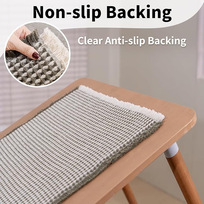Waffle Bath Mat - Boho Bathroom Rugs Non Slip Washable, Super Absorbent & Quick Dry, Small Bath Mats Farmhouse Bathroom Decor, 18'' x 30'', Olive Green and White