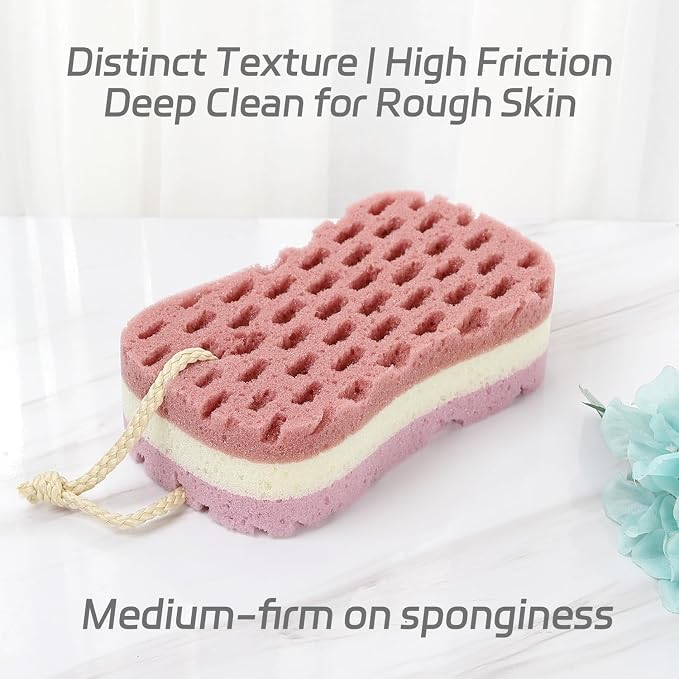 3 Pcs Big Bath Sponge for Women, Men, Sponge Loofah Body Scrubber Shower Sponge for Body Wash Bathroom, 3 Colors & Large Size Bathing Sponge Bathing Accessories(Large Size)