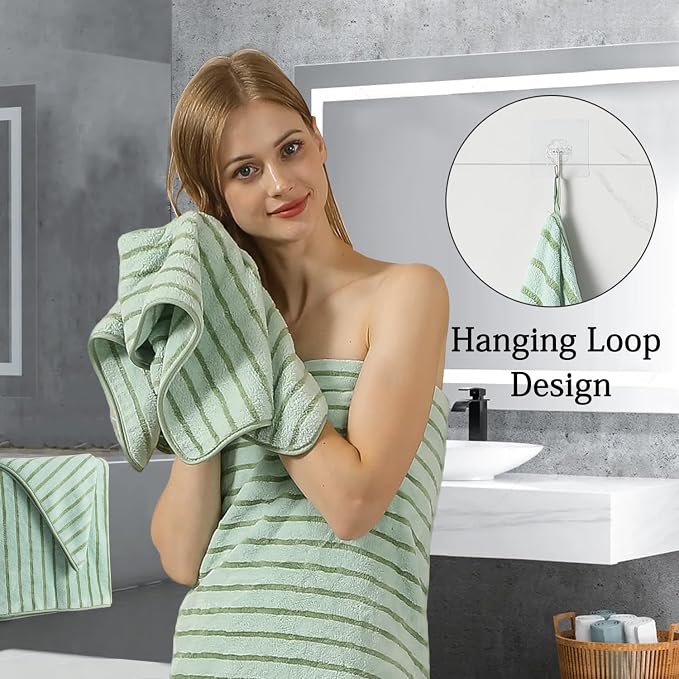 Mistyrose Bath Towels,8 Pack Large Bath Towels Set Super Absorbent Microfiber Bath Sheets-2 Oversized Bath Sheets 2 Hand Towels 4 Washcloths for Family Hotel Spa Gym(Light Green)