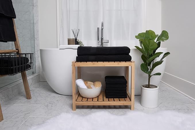 COTTON CRAFT Hotel Spa Luxury Bath Sheet - 2 Pack - Oversized Extra Large 40 x 80 - Heavyweight 700 GSM 2 Ply Ringspun Cotton - Soft Absorbent Everyday Use Home Bath Easy Care Towel Set - Black