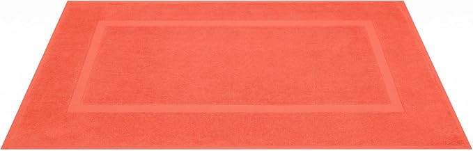 Cotton Paradise 100% Cotton Turkish Bathmat Set, Soft Absorbent Quick Dry, 2 Piece 20x34 Bathmat Floor Set, Coral