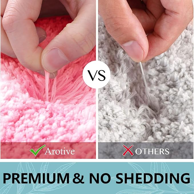 Arotive Microfiber Bathroom Rugs, Shaggy Soft and Absorbent Bath Rug, Thick Plush Machine Washable Dry Bath Mats for Bathroom, Tub and Shower, 59x20, Pink, Rectangular