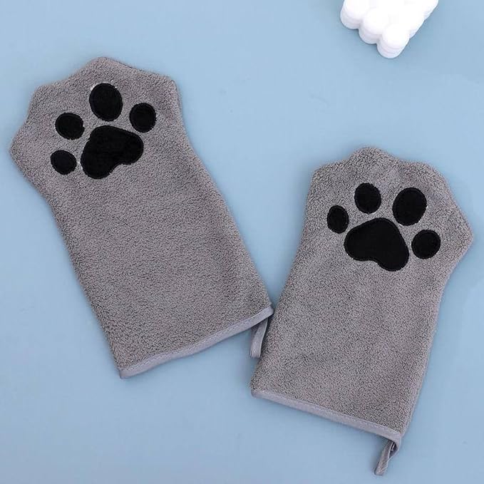 Quick Drying Pet Glove Towel with Hanging Grip Ideal for Dog Bath Comfort Easy and Water Absorption