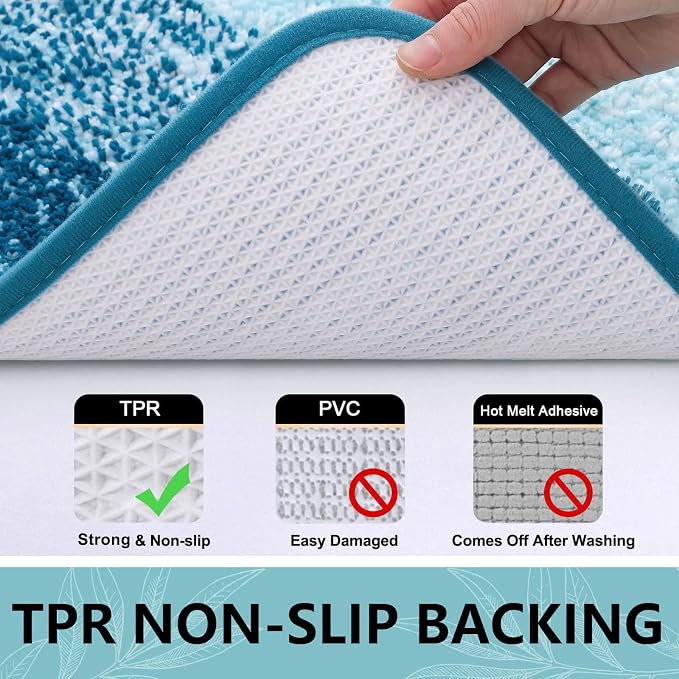 Arotive Microfiber Bathroom Rugs, Shaggy Soft and Absorbent Bath Rug, Thick Plush Machine Washable Dry Bath Mats for Bathroom, Tub and Shower, 24x16, Peacock Blue, Rectangular