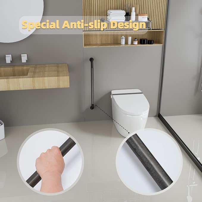 42 Inch Shower Grab Bar, Matte Black Bathroom Grab Bar Handle with Anti-Slip Knurled Grip, Stainless Steel Bath Balance Bar, 1.25" Diameter Bath Safety Bar Support for Seniors Elderly Pregnant