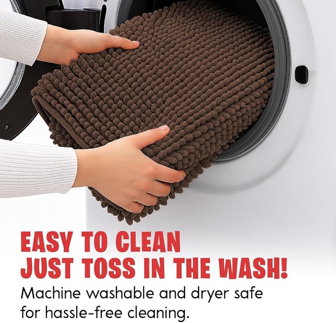 MUDGUARD MAT® Dog Door Mat for Muddy Paws, Super Absorbent Microfiber, Non-Slip Indoor Mat, Quick-Dry Chenille Rug for Pets & Entryway, Machine Washable, Choco 19" x 30"
