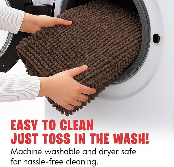 MUDGUARD MAT® Dog Door Mat for Muddy Paws, Super Absorbent Microfiber, Non-Slip Indoor Mat, Quick-Dry Chenille Rug for Pets & Entryway, Machine Washable, Choco 16" x 24"