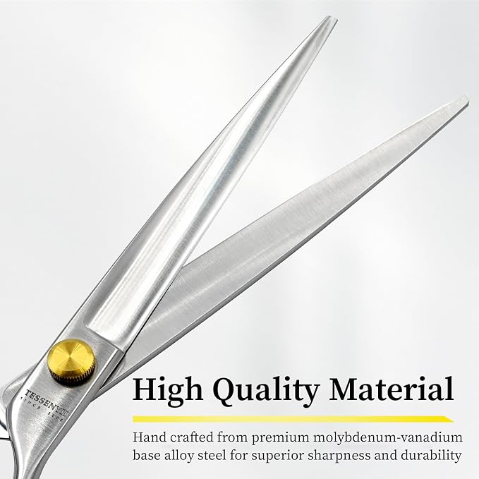 Dog Grooming Scissors, 7.5" Straight Shears, Premium Stainless Steel, Safety Rounded Tip & Offset Handles for Precision Trimming Dogs, Cats, Pet at Home
