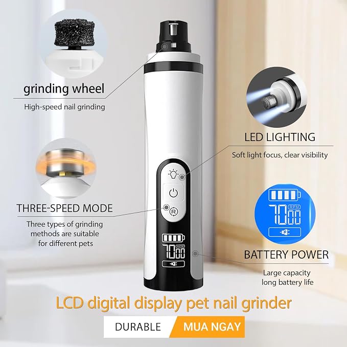 Silent Groom Pro, 2026 New Silent Pet Nail Grinder, Dog Silent Nail Grinder for Dogs Silent Dog Nail Trimmer, Rechargeable USB Charging Electric Pet Nail Grinder Nail File for Pet (#03)