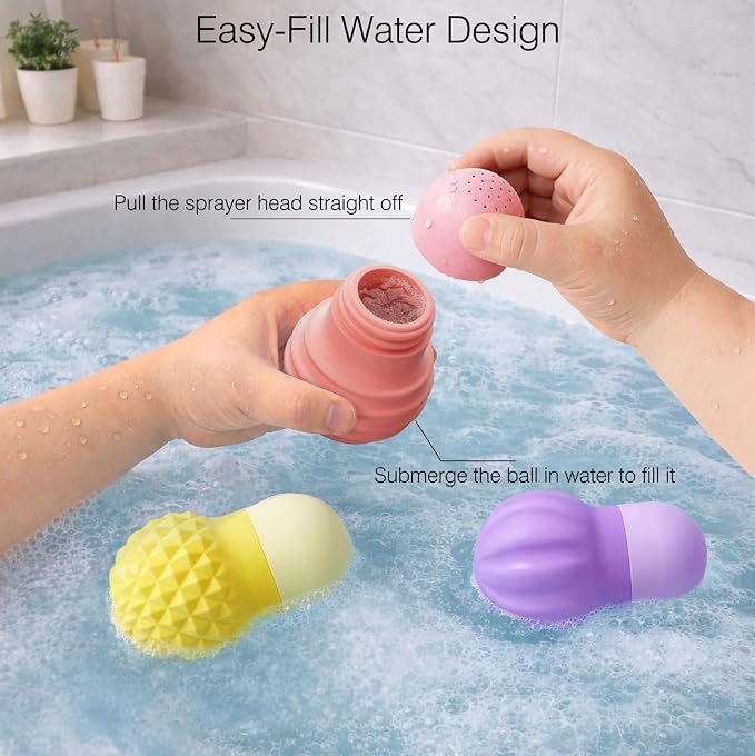 Sensory Squeezing Water Bath Toys for Toddlers,3PCS Bath Tub Pool Floating Toys for Babies Kids 1-3，Textured Fidget Toys Stocking Stuffers Gifts for Boys Girls 18+ Months